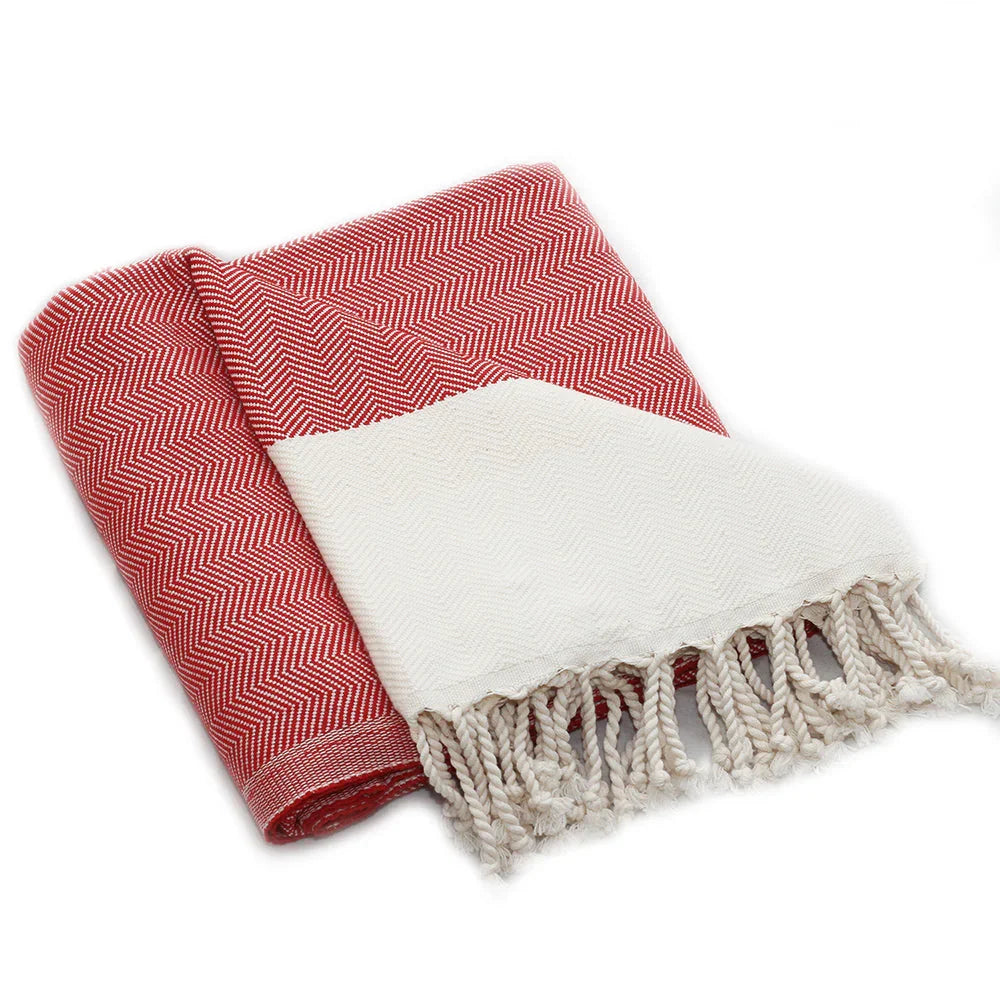 Christmas Gift Towel - Herringbone Red-1