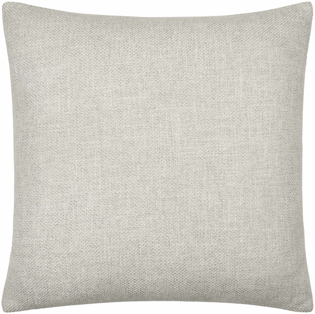 Contemporary square throw pillow in ivory, beige, and dove gray faux linen fabric
