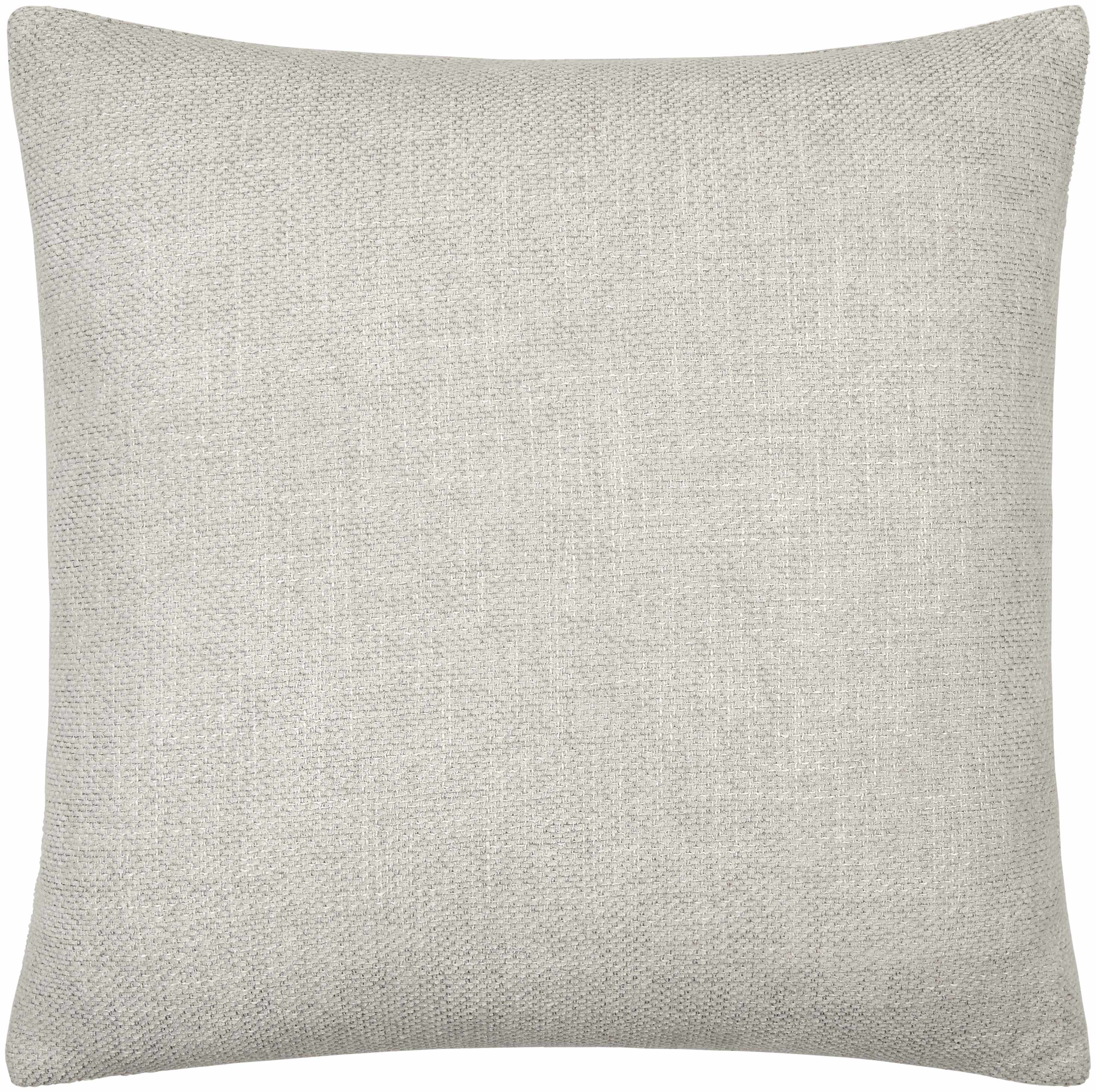 Contemporary square throw pillow in ivory, beige, and dove gray faux linen fabric