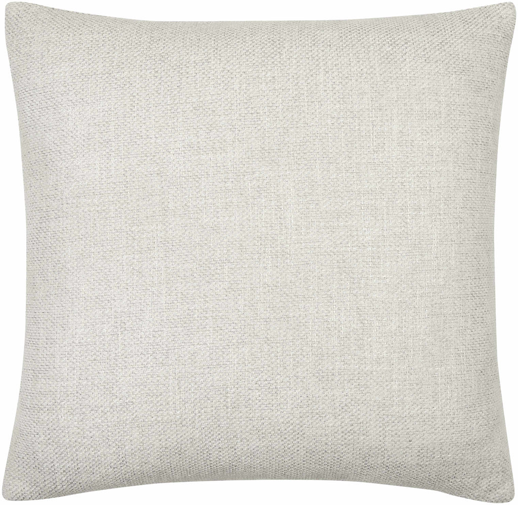 Contemporary square throw pillow in ivory, beige, and dove gray faux linen fabric — view 4