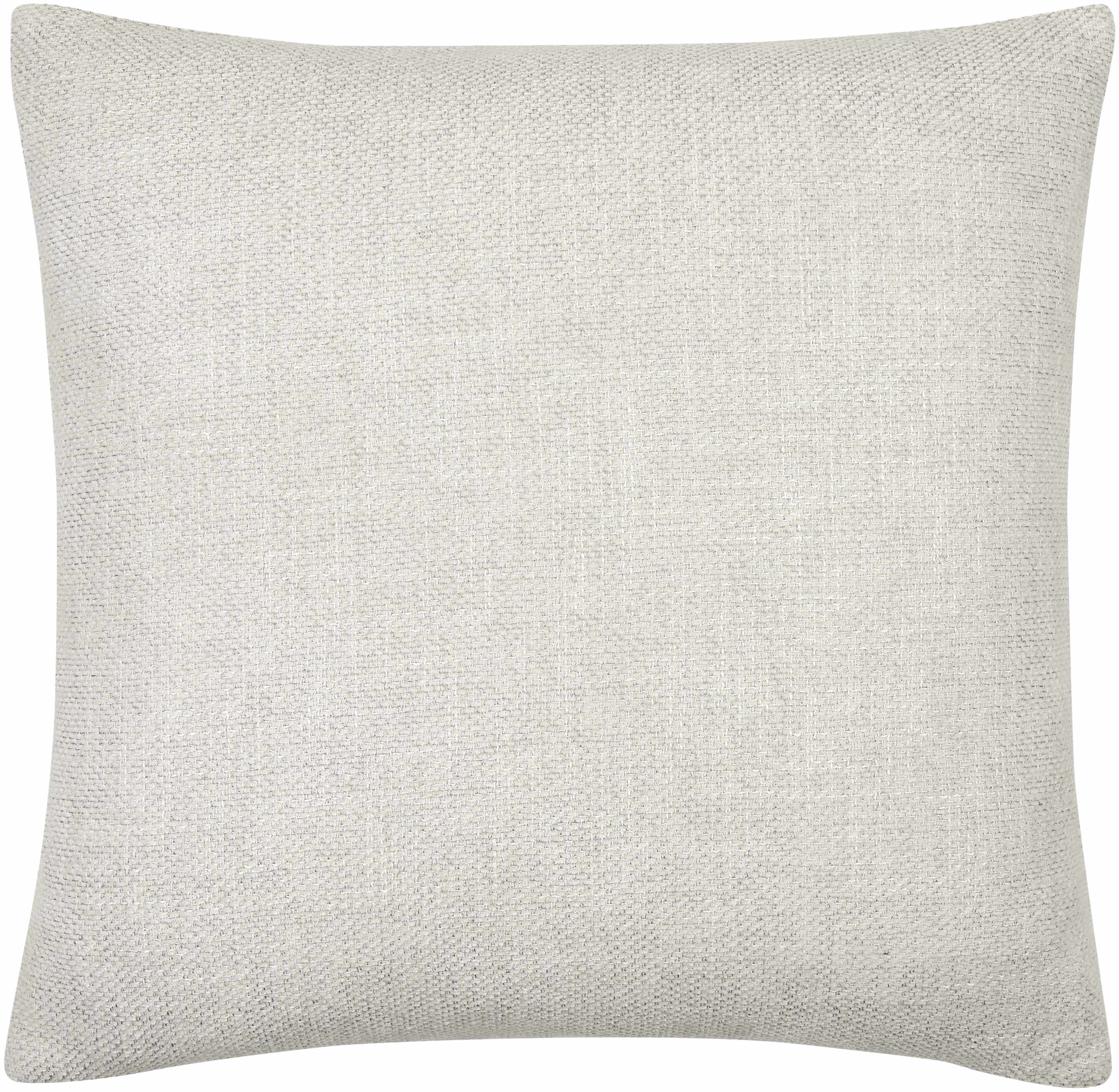 Contemporary square throw pillow in ivory, beige, and dove gray faux linen fabric — view 4