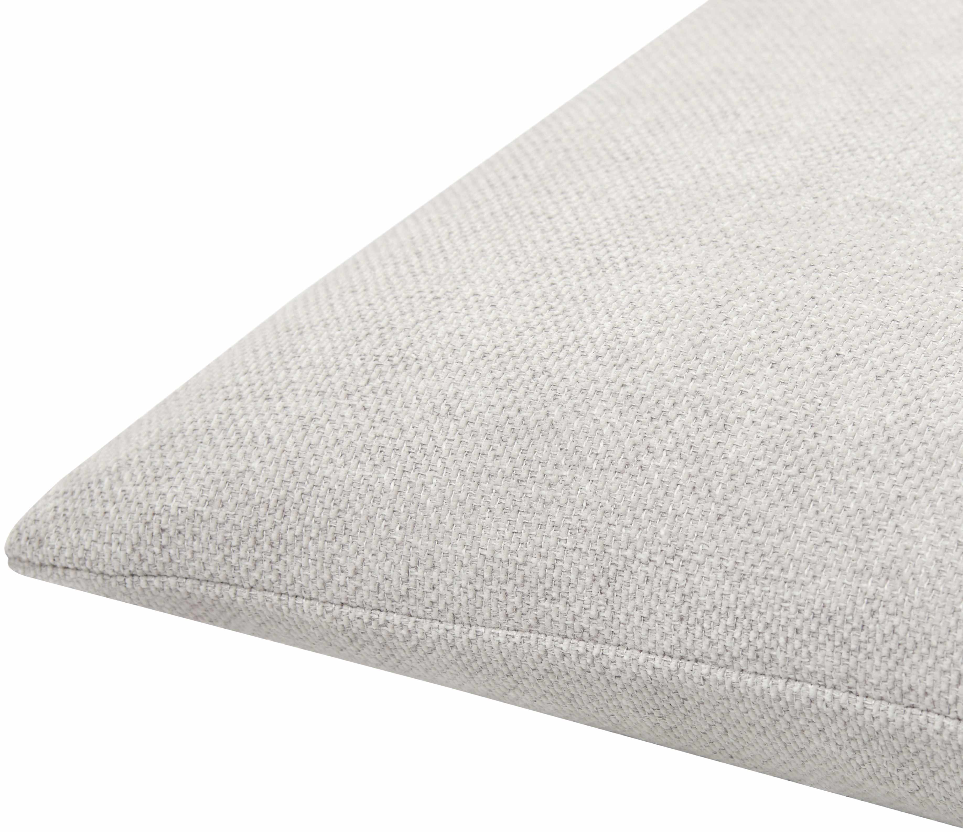 Contemporary square throw pillow in ivory, beige, and dove gray faux linen fabric — view 2